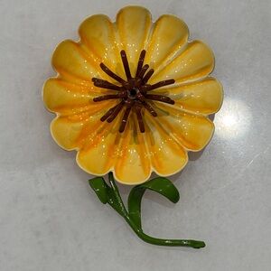 Vintage Yellow Enamel Flower Brooch